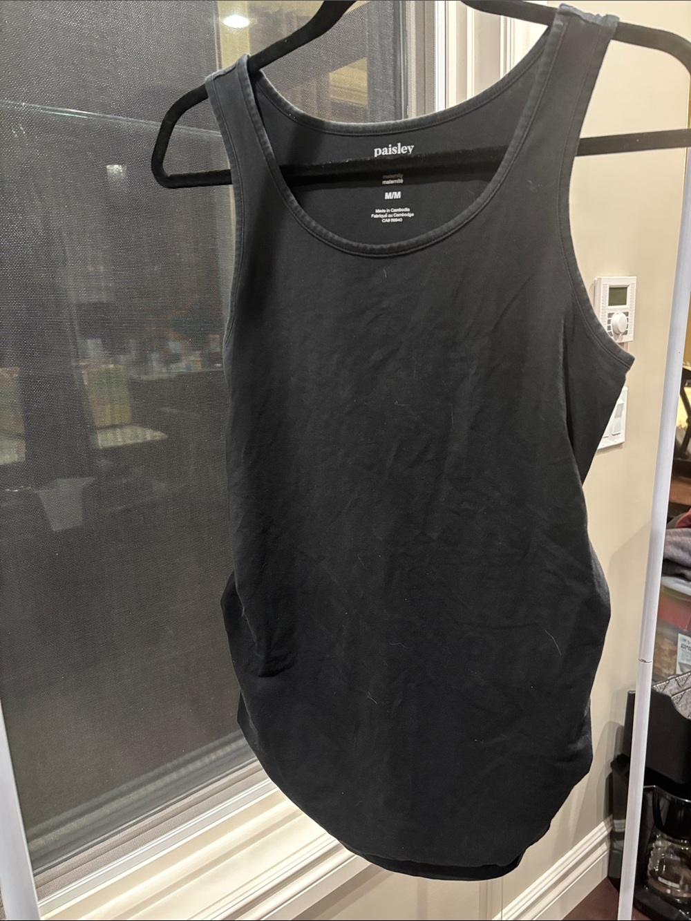 Paisley Sky Black maternity Scoop Neck Tank Top